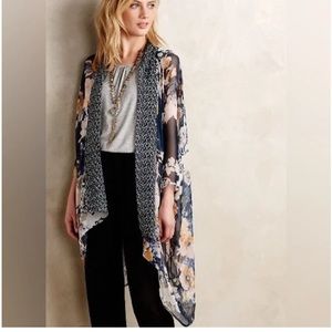 Anthropologie Eloise Floral Silk Caftan Shawl
